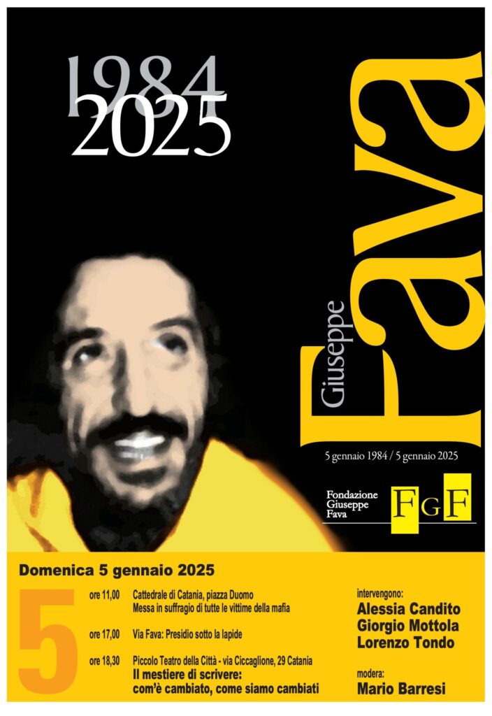 5 gennaio 1984 – 5 gennaio 2025: 41° Anniversario dell’uccisione di Giuseppe “Pippo” Fava