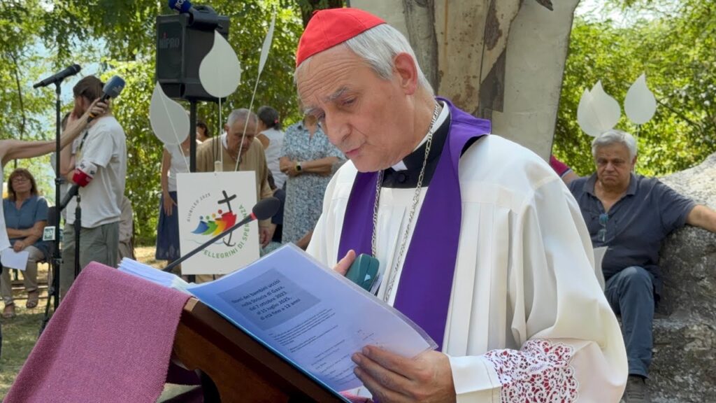 Il Cardinale Zuppi a Monte Sole legge i nomi dei 12mila bambini morti nel conflitto in Medio Oriente