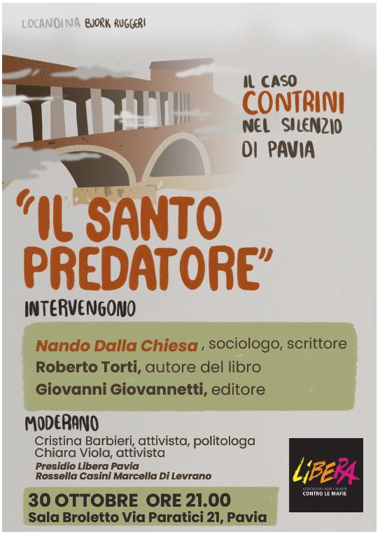 Pavia 30 ottobre, presentazione del libro “Il Santo Predatore”