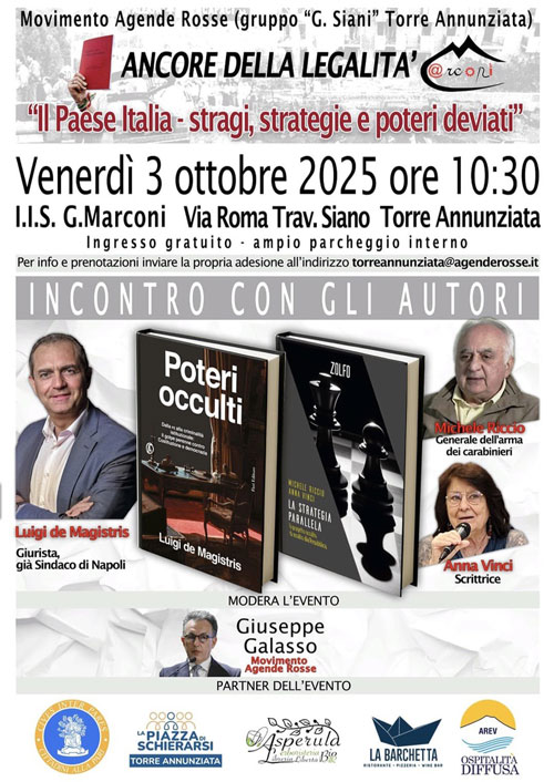 Torre Annunziata (NA) 3 ottobre: ”Il Paese Italia: stragi, strategie e poteri deviati”