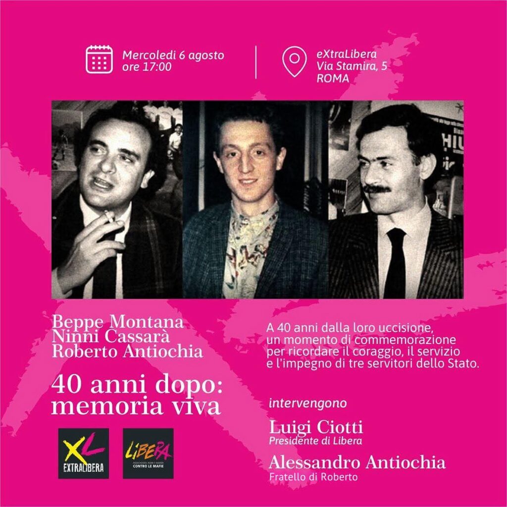 40 anni dall’omicidio di Roberto Antiochia, mercoledì a Roma il ricordo di Luigi Ciotti e del fratello Alessandro