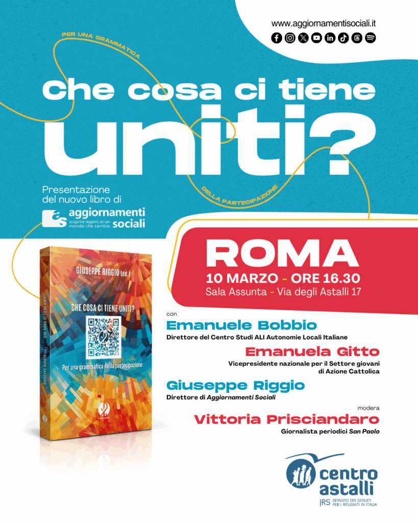Roma 10 marzo: “Che cosa ci tiene uniti? Per una grammatica della partecipazione”