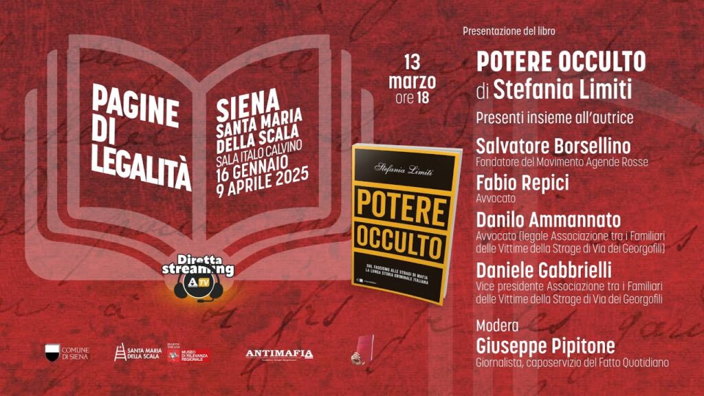 Siena 13 Marzo: presentazione del libro ”Potere occulto”