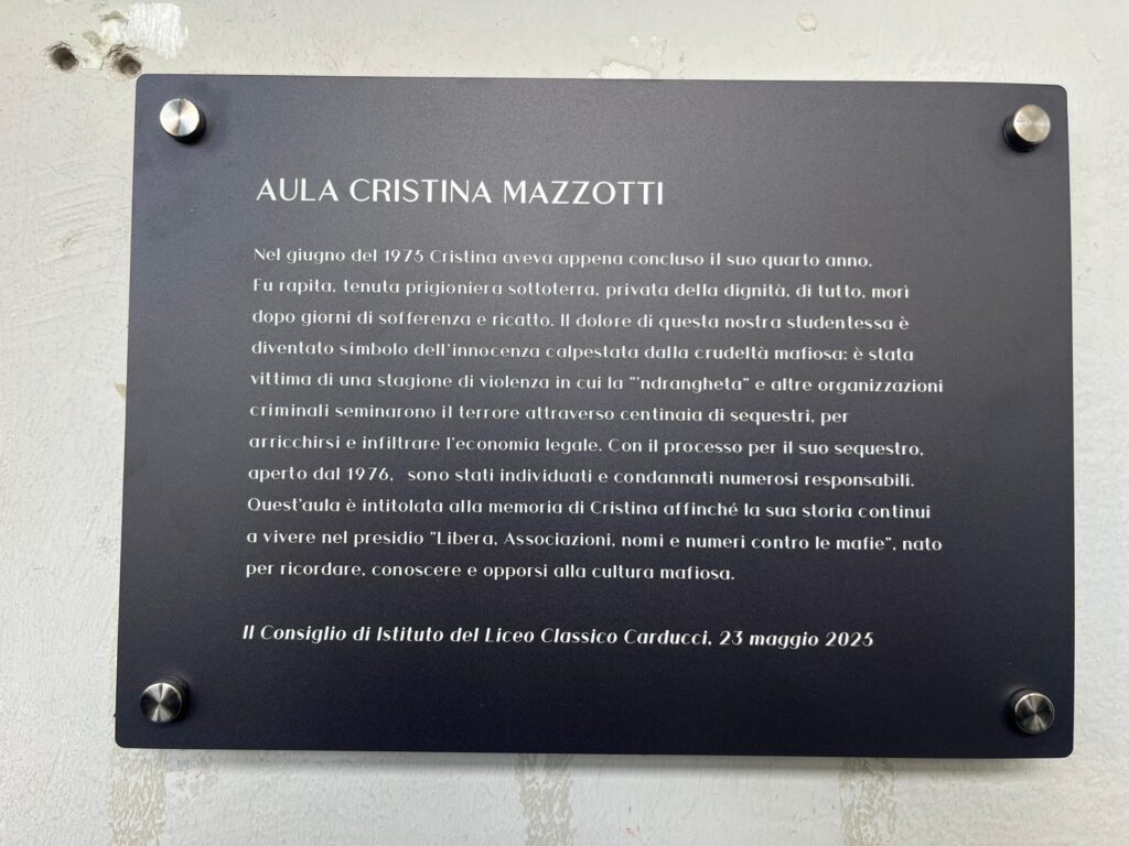 Intitolata a Cristina Mazzotti un’aula del Liceo Carducci di Milano